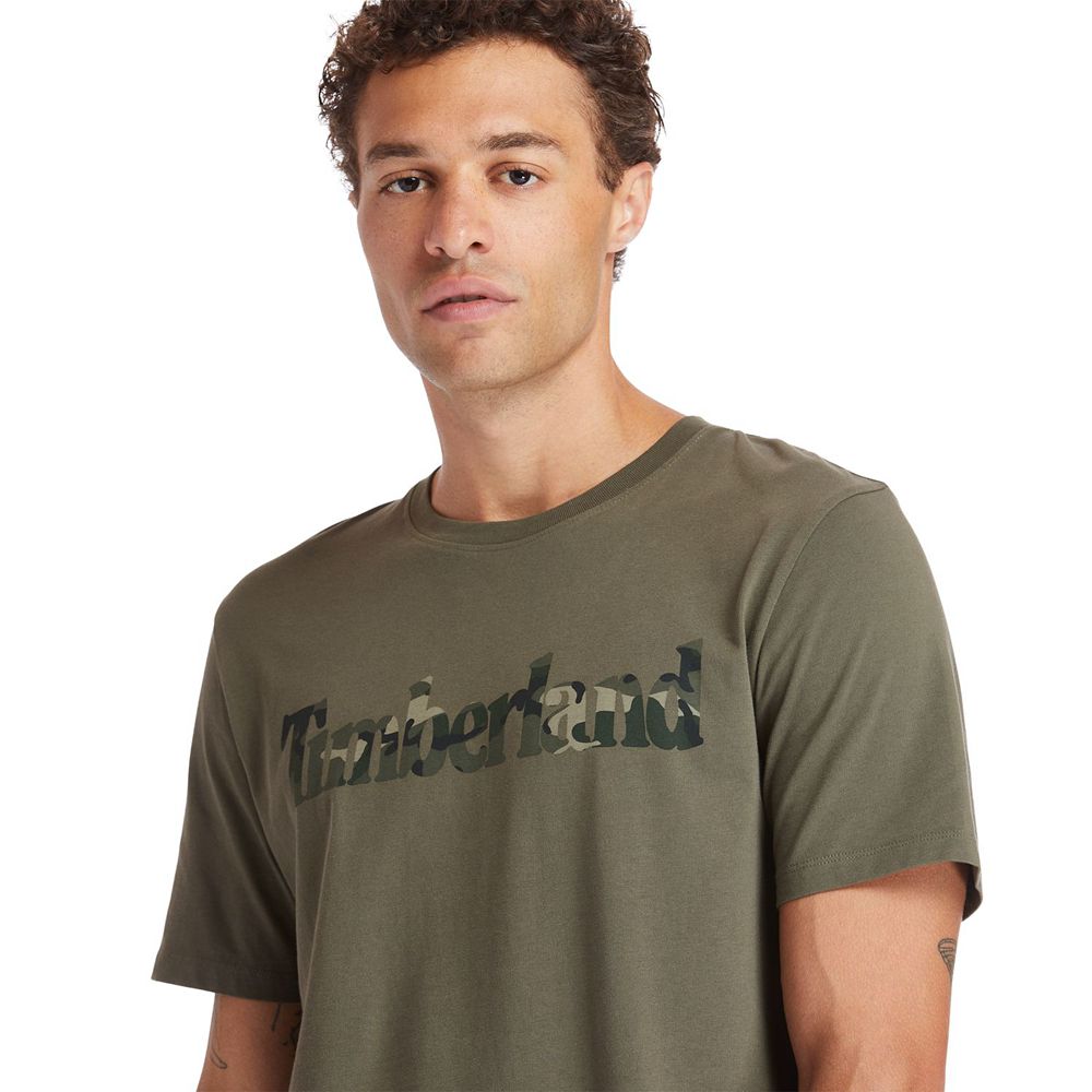 Camisetas Masculino - Timberland Kennebec River Camo-Logo - XWDOB8140 - Verde Oliva